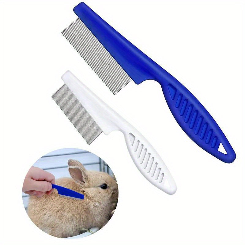 Stainless Steel Pet Grooming Brush for Small Animals - Gentle Deshedding Comb & Flea Remover, Ideal for Rabbits, Hamsters, Guinea Pigs - Durable, Rustproof Design