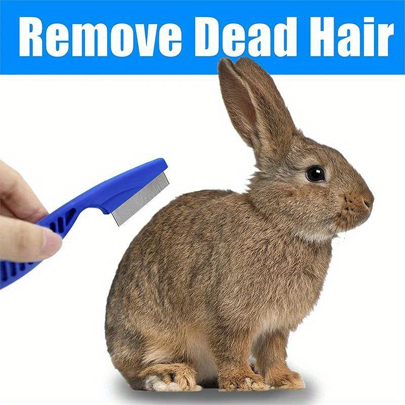 Stainless Steel Pet Grooming Brush for Small Animals - Gentle Deshedding Comb & Flea Remover, Ideal for Rabbits, Hamsters, Guinea Pigs - Durable, Rustproof Design