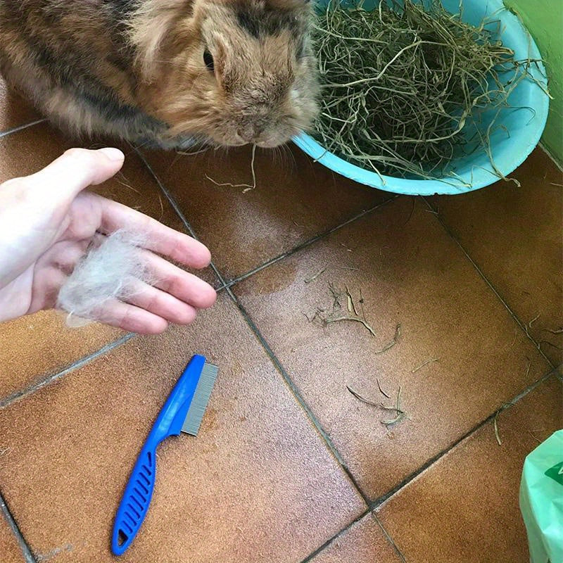 Stainless Steel Pet Grooming Brush for Small Animals - Gentle Deshedding Comb & Flea Remover, Ideal for Rabbits, Hamsters, Guinea Pigs - Durable, Rustproof Design