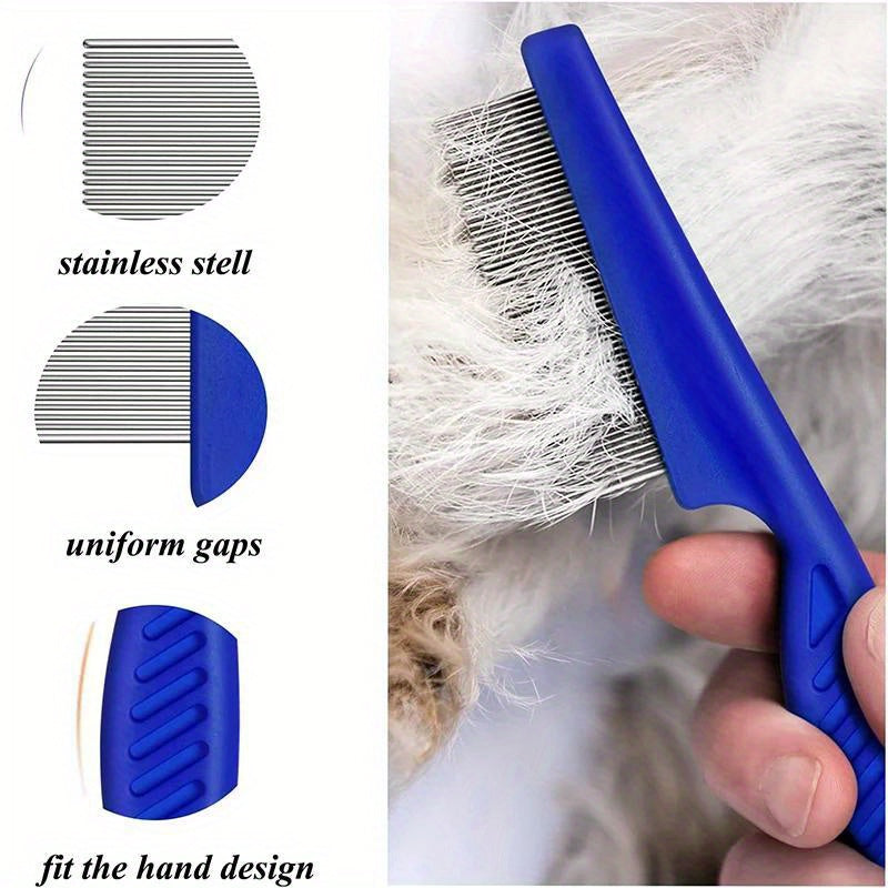 Stainless Steel Pet Grooming Brush for Small Animals - Gentle Deshedding Comb & Flea Remover, Ideal for Rabbits, Hamsters, Guinea Pigs - Durable, Rustproof Design