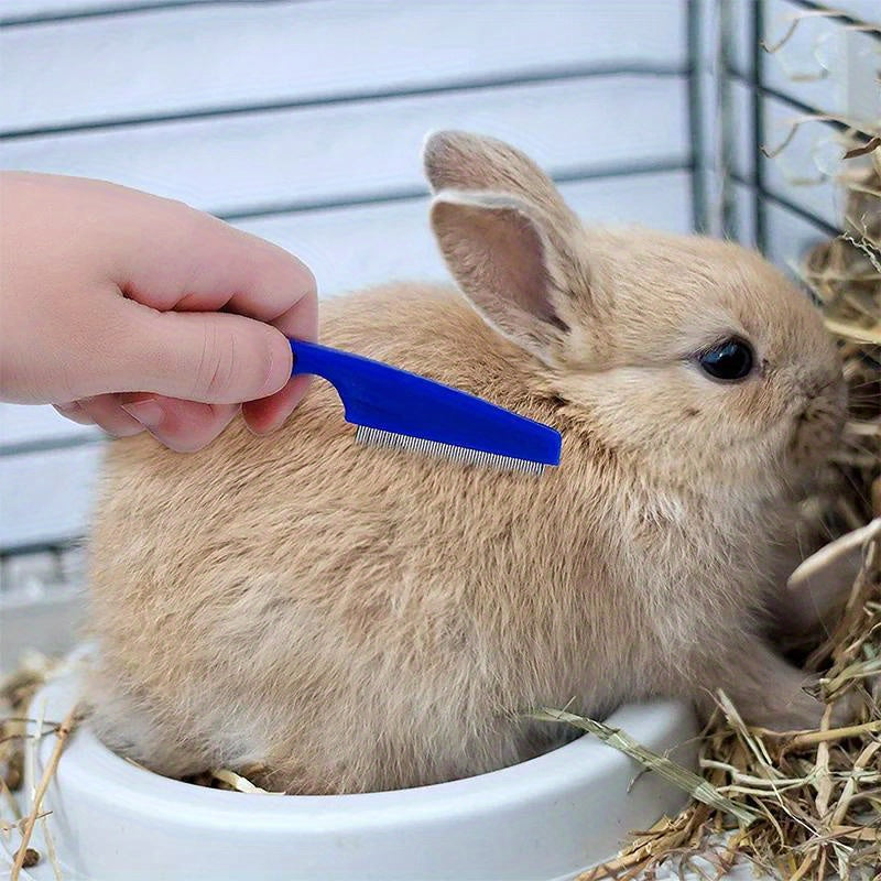 Stainless Steel Pet Grooming Brush for Small Animals - Gentle Deshedding Comb & Flea Remover, Ideal for Rabbits, Hamsters, Guinea Pigs - Durable, Rustproof Design