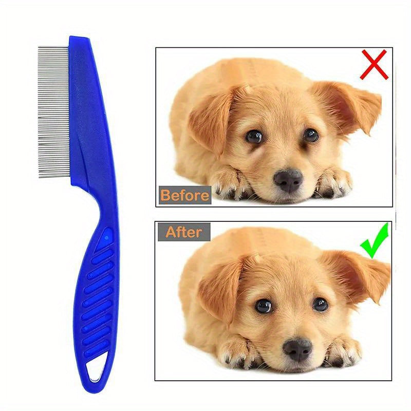 Stainless Steel Pet Grooming Brush for Small Animals - Gentle Deshedding Comb & Flea Remover, Ideal for Rabbits, Hamsters, Guinea Pigs - Durable, Rustproof Design
