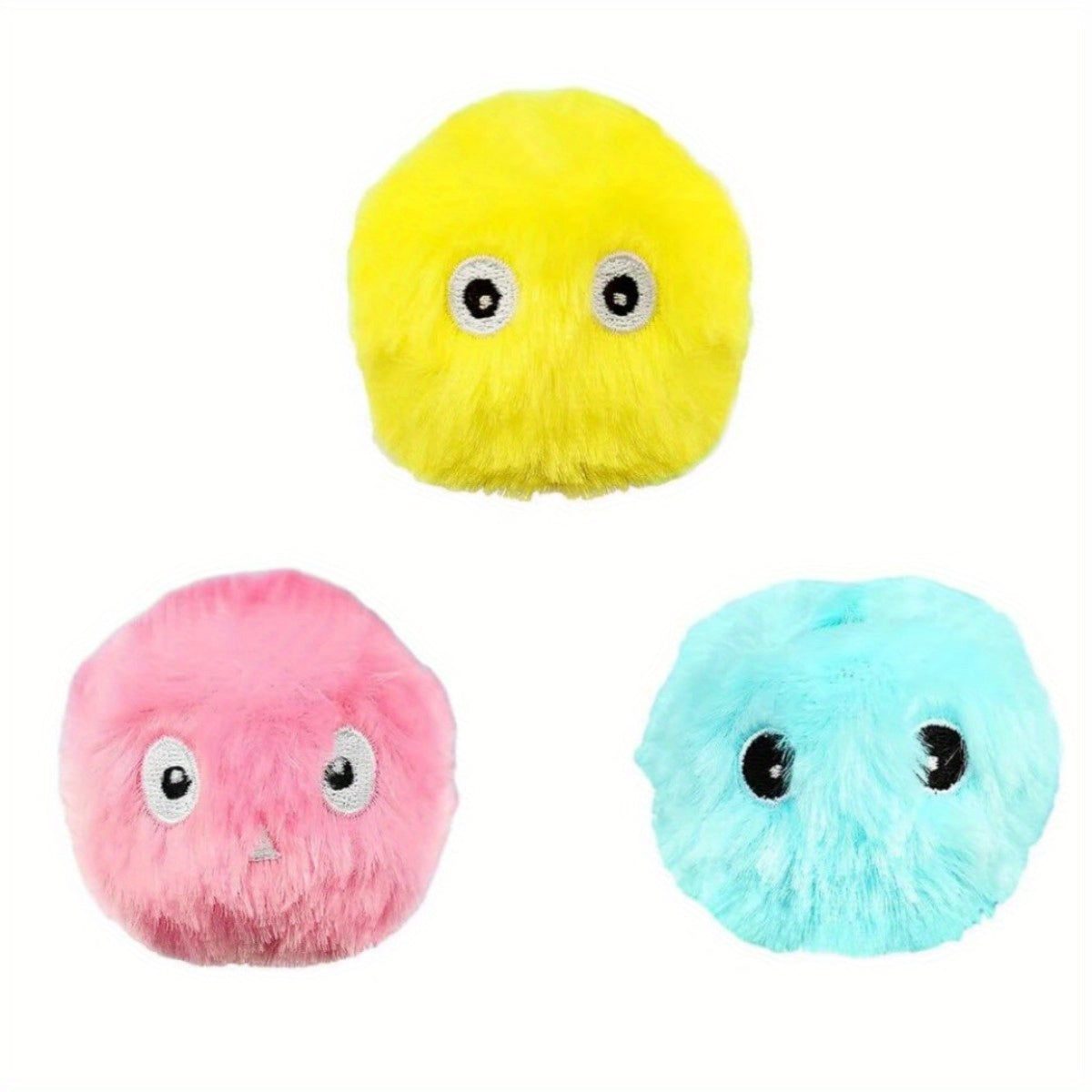 3pcs Whimsical Chirping Interactive Cat Toy Balls - Squeaky Sound EVA Plush Toys for Cats' Playtime and Exercise, Enhancing Motor Skills and Curiosity - Fun, Colorful, and Durable Pet Toy Balls in Blue, Yellow, and Pink