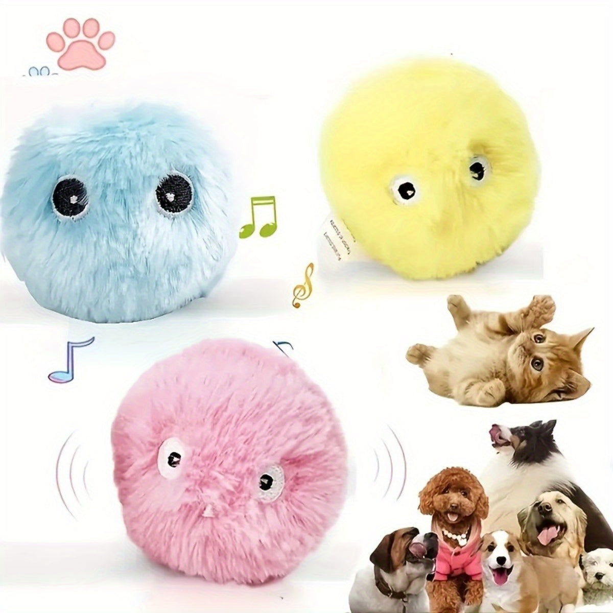 3pcs Whimsical Chirping Interactive Cat Toy Balls - Squeaky Sound EVA Plush Toys for Cats' Playtime and Exercise, Enhancing Motor Skills and Curiosity - Fun, Colorful, and Durable Pet Toy Balls in Blue, Yellow, and Pink