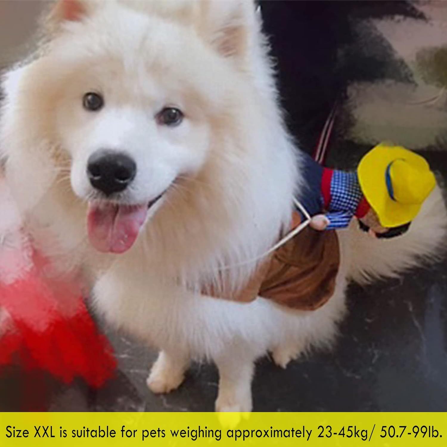 Large Cowboy Rider Dog Costume - Adjustable Pet Apparel for Halloween & Parties, Fits Pets 38.5-99lb, for Autumn, Spring