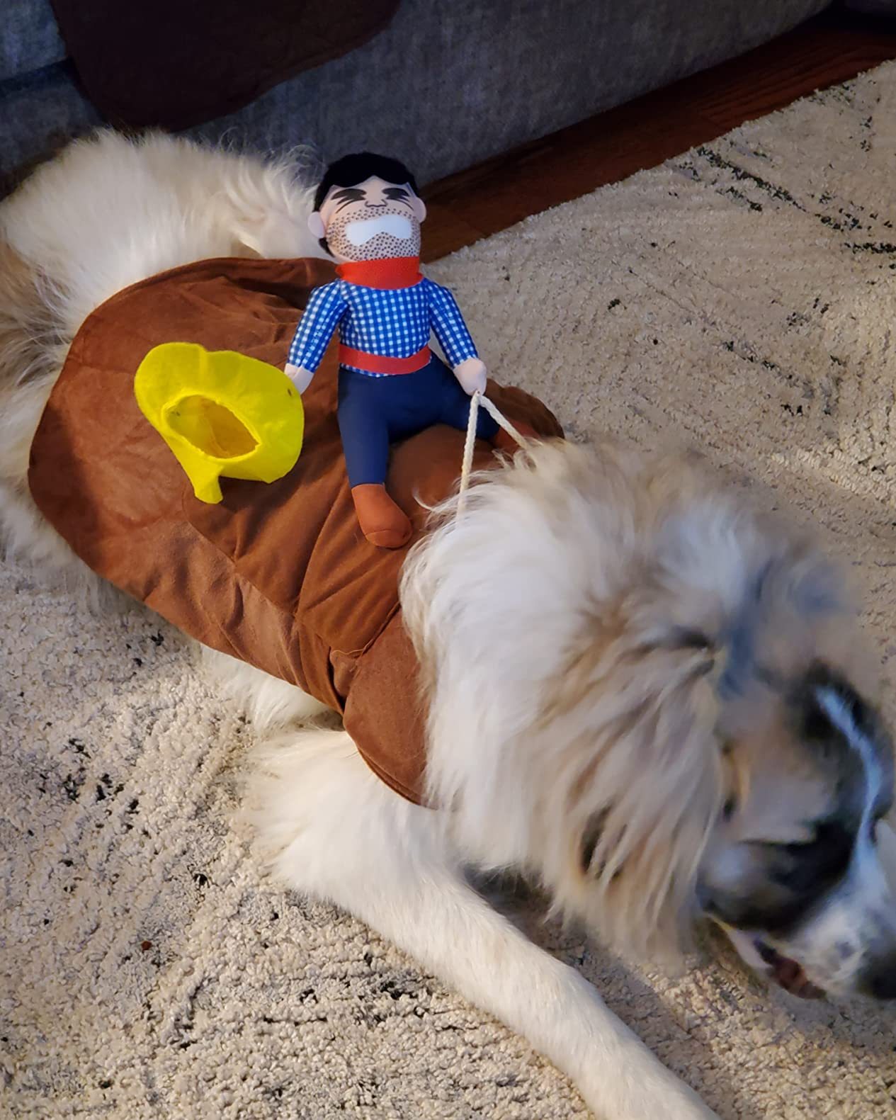 Large Cowboy Rider Dog Costume - Adjustable Pet Apparel for Halloween & Parties, Fits Pets 38.5-99lb, for Autumn, Spring