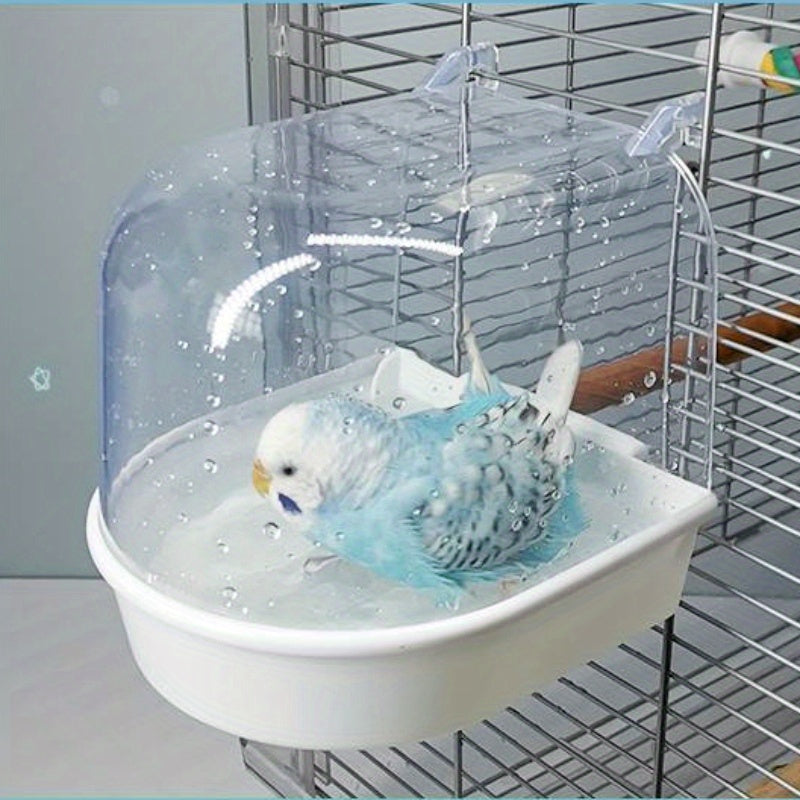 1pc Clear Bird Bath for Parakeets - ABS Resin Bird Cage Accessory - For Small Birds -  Keep Birds Clean & Happy - Perfect Gift for Bird Lovers