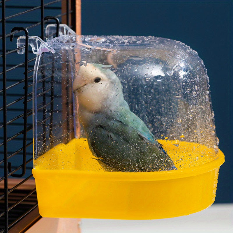 1pc Clear Bird Bath for Parakeets - ABS Resin Bird Cage Accessory - For Small Birds -  Keep Birds Clean & Happy - Perfect Gift for Bird Lovers