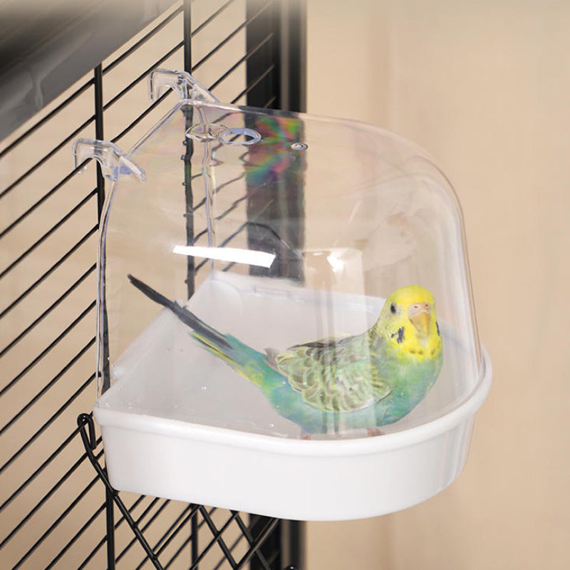 1pc Clear Bird Bath for Parakeets - ABS Resin Bird Cage Accessory - For Small Birds -  Keep Birds Clean & Happy - Perfect Gift for Bird Lovers