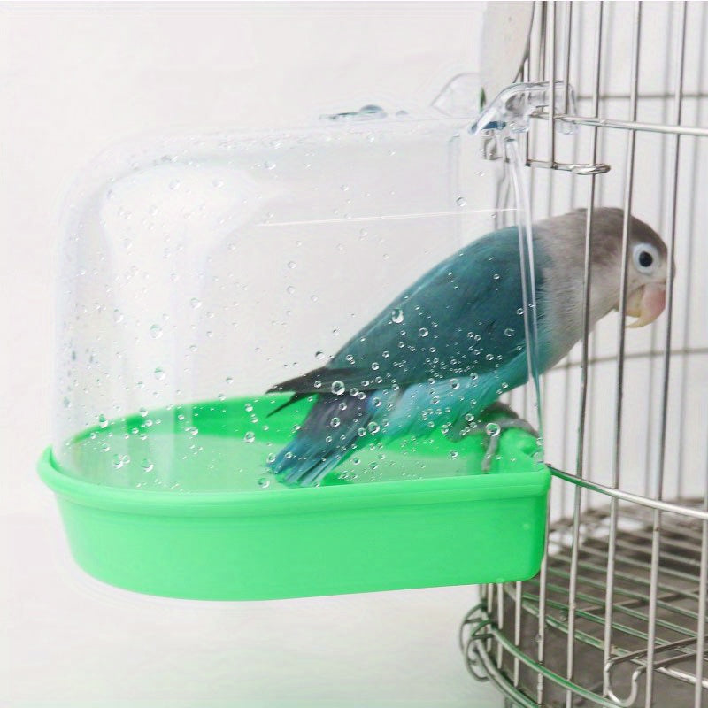 1pc Clear Bird Bath for Parakeets - ABS Resin Bird Cage Accessory - For Small Birds -  Keep Birds Clean & Happy - Perfect Gift for Bird Lovers