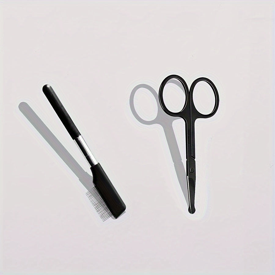Pet Grooming Kit: Tear Stain Remover Comb & Hair Trimming Scissors - Ambidextrous, Ideal for Dogs and Cats