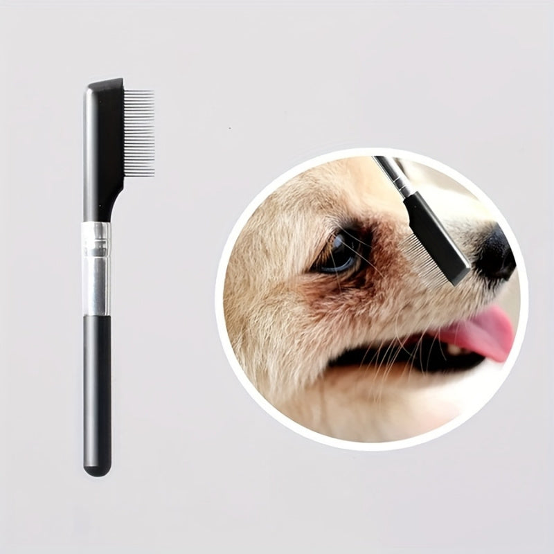 Pet Grooming Kit: Tear Stain Remover Comb & Hair Trimming Scissors - Ambidextrous, Ideal for Dogs and Cats