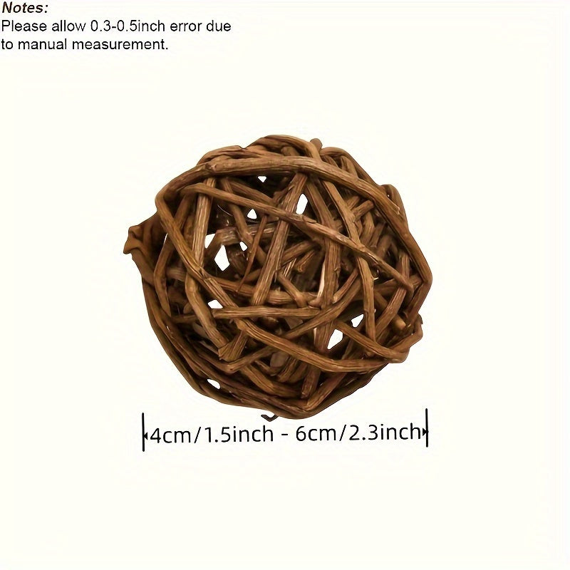 8-Pack Natural Rattan Willow Twig Chew Balls - Entertaining Small Pet Toys for Mice, Rabbits, Guinea Pigs, Chinchillas & Hamsters - Promoting Healthy Teeth & Gums, Stimulating Activity & Play, and Encouraging Natural Instinct
