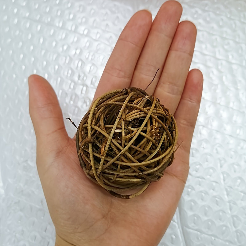 8-Pack Natural Rattan Willow Twig Chew Balls - Entertaining Small Pet Toys for Mice, Rabbits, Guinea Pigs, Chinchillas & Hamsters - Promoting Healthy Teeth & Gums, Stimulating Activity & Play, and Encouraging Natural Instinct