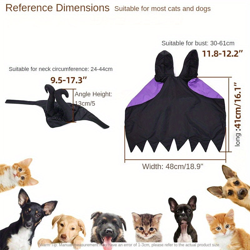 Fantasy Pet Costume for Festive Dress-Up - Machine Washable Polyester Outfit with Cotton Filling for Cats and Dogs - Versatile Pet Apparel for Christmas, Halloween Parties - Easy Tether Closure - Fits Small, Medium, Large, Ex