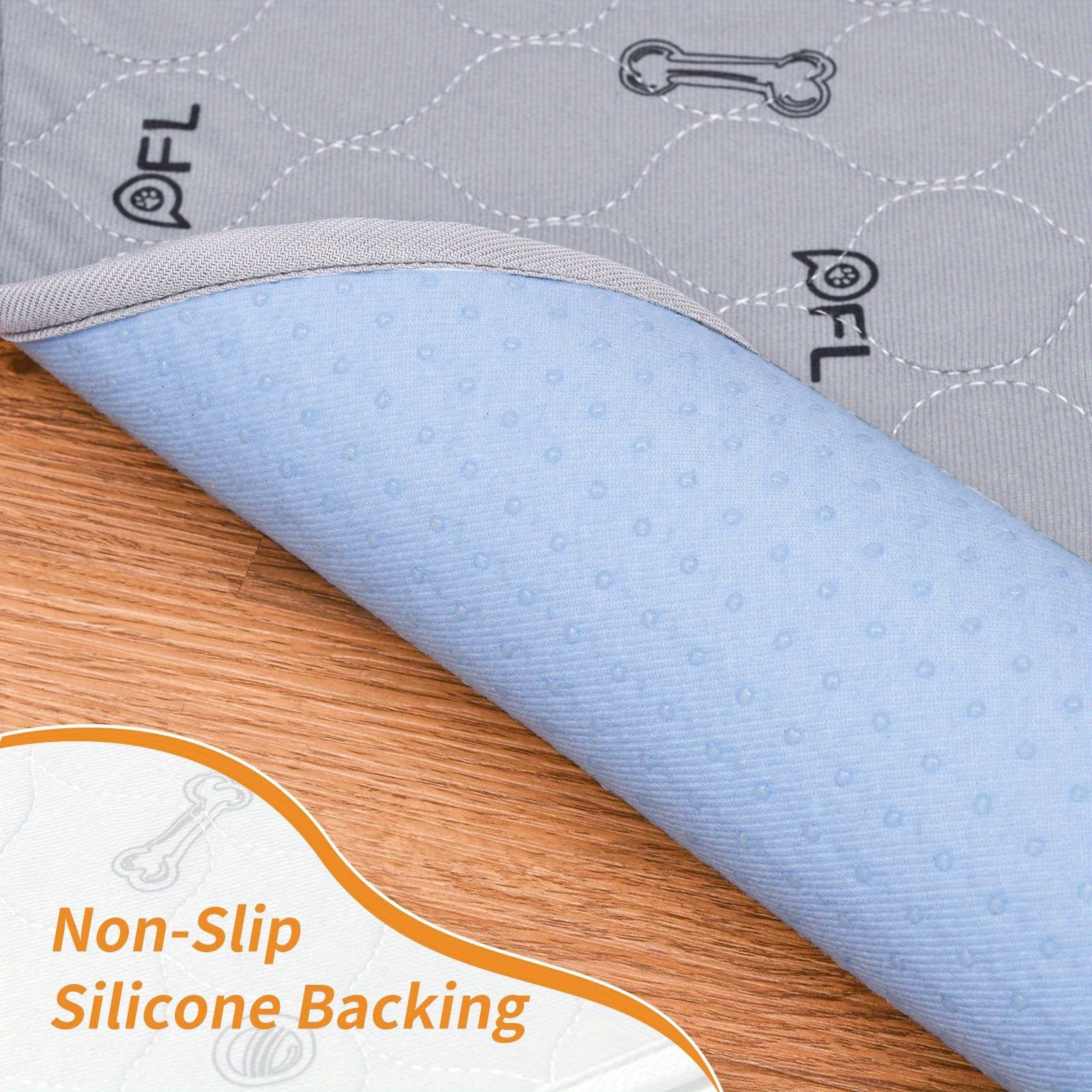 Washable & Reusable Dog Pee Pads - Leakproof Puppy Training Pads with Non-Slip Bottom, Quick-Absorbent Washable Layers & Bone Print Design (Grey/White) for Crate, Potty Training,, Post-Surgery - Multi-Use Pet Bed, Kennel