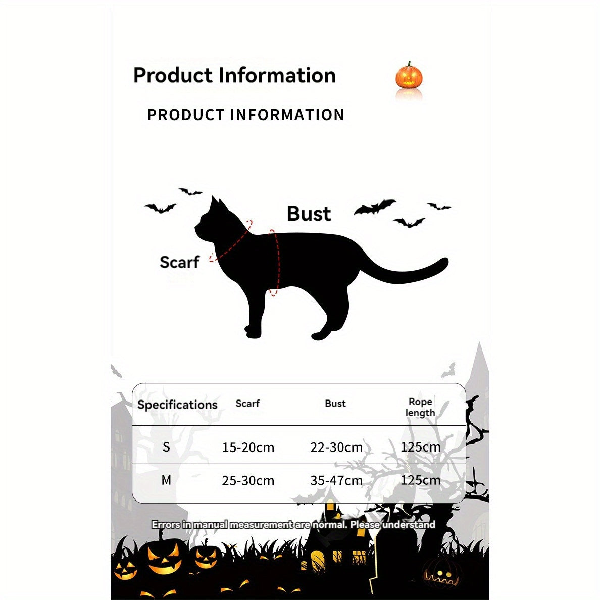 Halloween Bat Wings Pet Harness with Matching Leash for Cats & Small Dogs - Adjustable Polyester Costume with Dry Clean Only Instruction