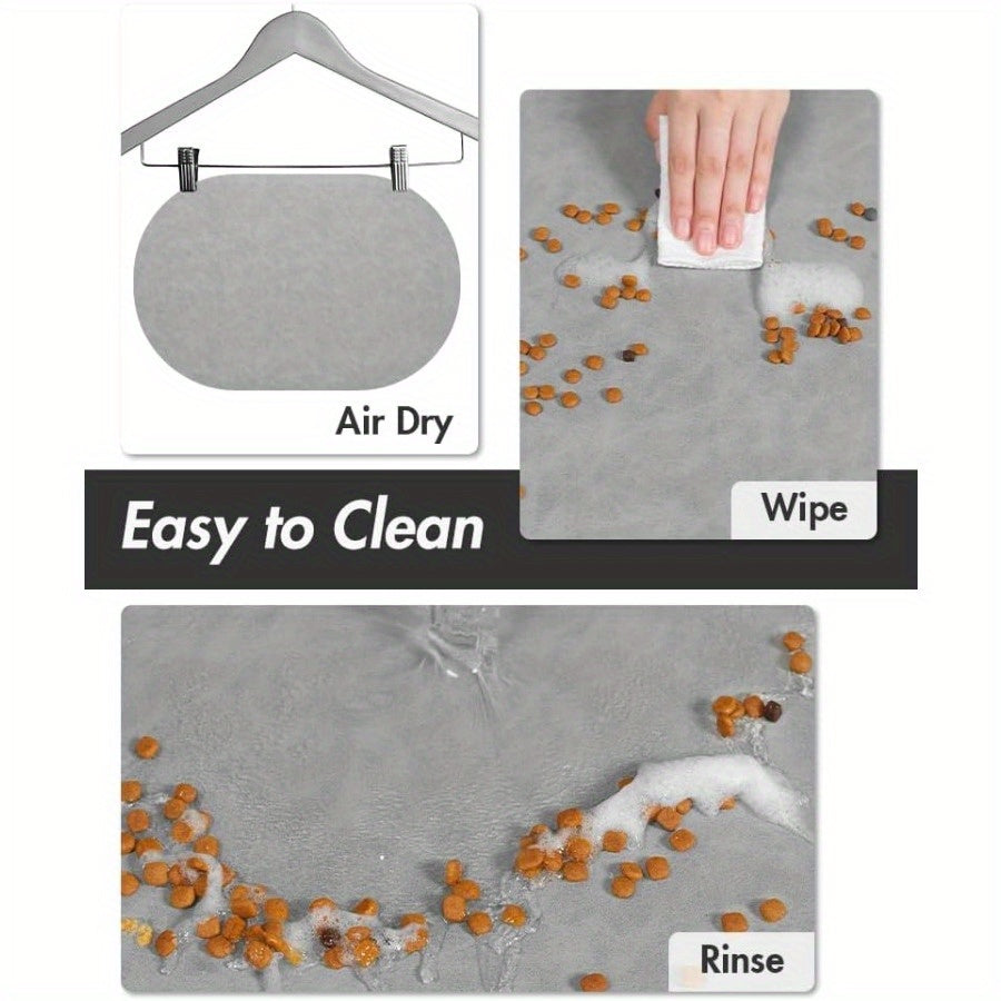 Absorbent Diatomaceous Pet Feeding Mat For Dogs - Quick Dry, No Stains, Easy To Clean Non-Slip Dog Food And Water Bowl Mat For Messy Eaters And Drinkers