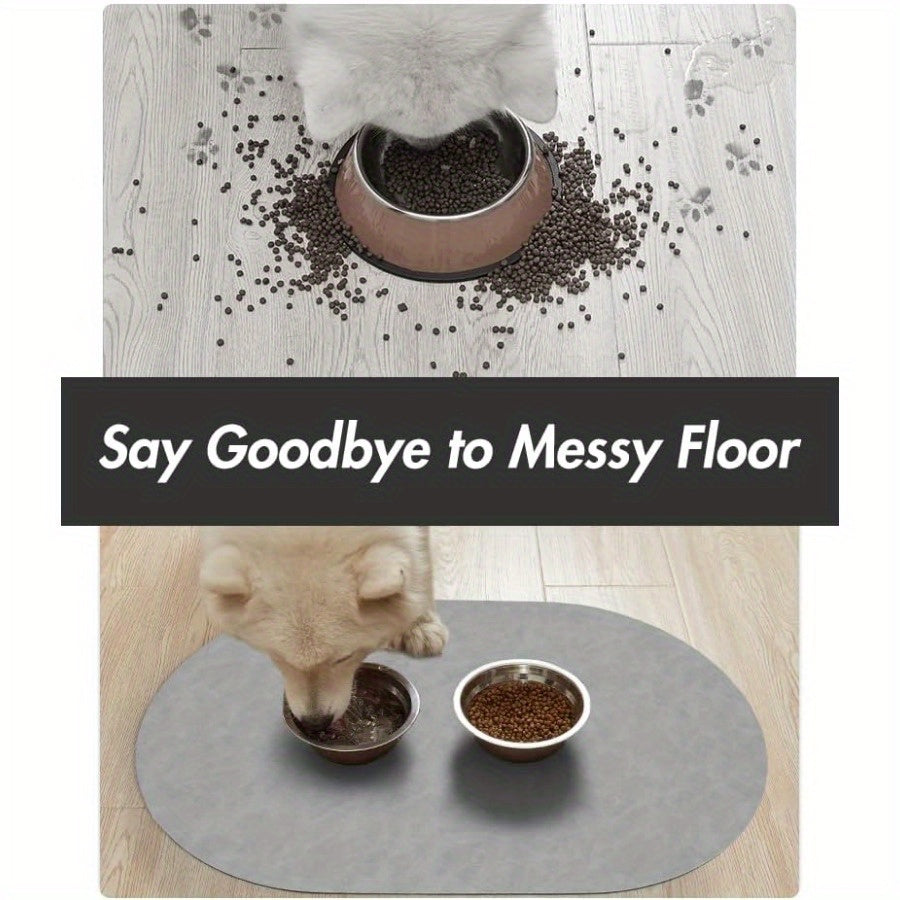 Absorbent Diatomaceous Pet Feeding Mat For Dogs - Quick Dry, No Stains, Easy To Clean Non-Slip Dog Food And Water Bowl Mat For Messy Eaters And Drinkers