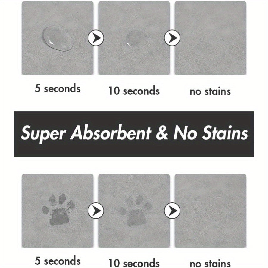 Absorbent Diatomaceous Pet Feeding Mat For Dogs - Quick Dry, No Stains, Easy To Clean Non-Slip Dog Food And Water Bowl Mat For Messy Eaters And Drinkers