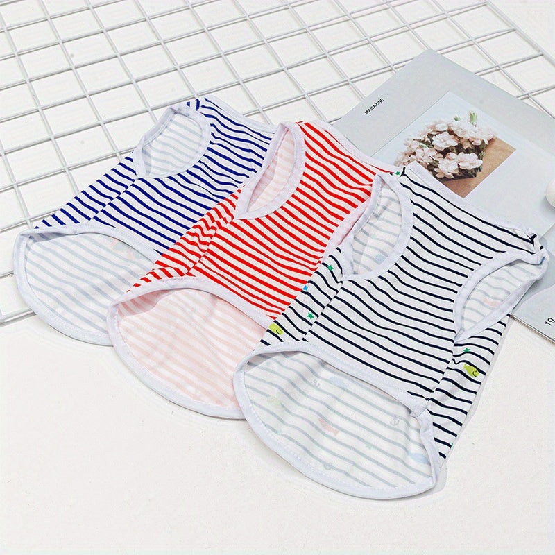 6pcs Adorable Cartoon Character Print Pet Apparel - Shirts for Small and Medium Dogs and Cats with Breathable Striped Vest T-Shirt Design, Comfortable Wear for Everyday Use
