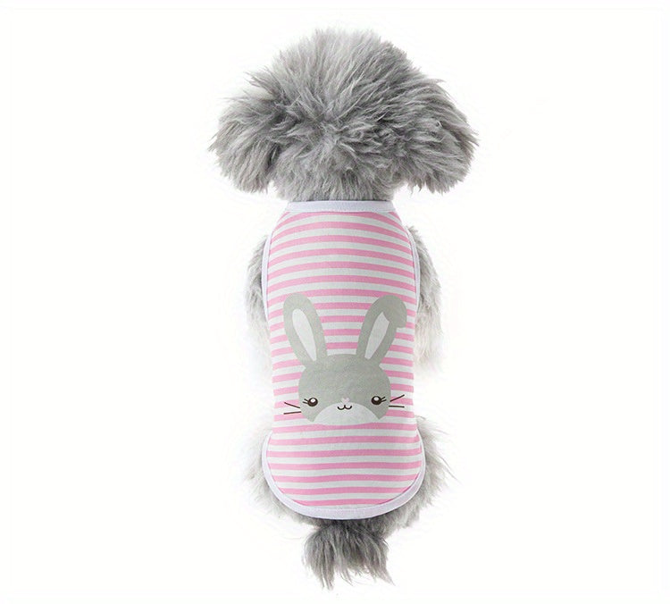 6pcs Adorable Cartoon Character Print Pet Apparel - Shirts for Small and Medium Dogs and Cats with Breathable Striped Vest T-Shirt Design, Comfortable Wear for Everyday Use
