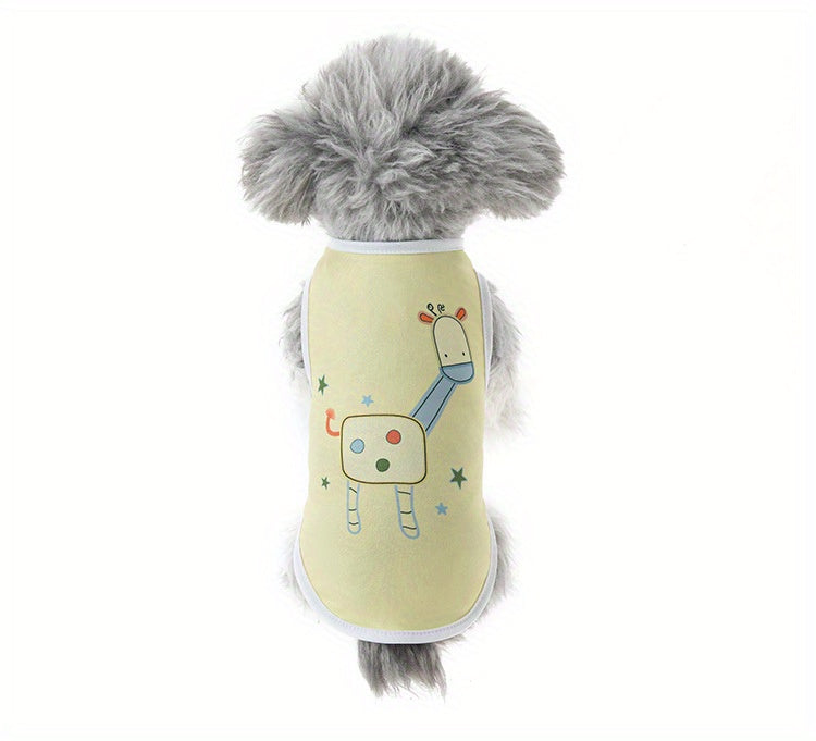 6pcs Adorable Cartoon Character Print Pet Apparel - Shirts for Small and Medium Dogs and Cats with Breathable Striped Vest T-Shirt Design, Comfortable Wear for Everyday Use