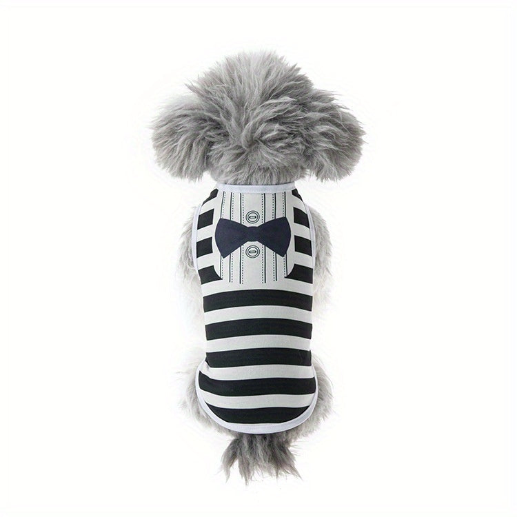 6pcs Adorable Cartoon Character Print Pet Apparel - Shirts for Small and Medium Dogs and Cats with Breathable Striped Vest T-Shirt Design, Comfortable Wear for Everyday Use