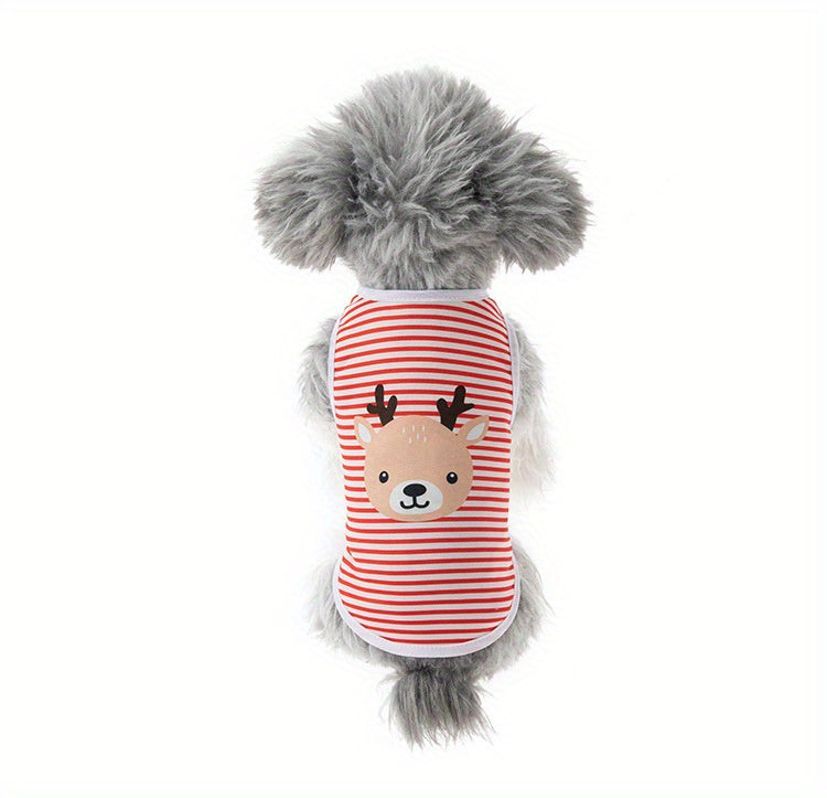 6pcs Adorable Cartoon Character Print Pet Apparel - Shirts for Small and Medium Dogs and Cats with Breathable Striped Vest T-Shirt Design, Comfortable Wear for Everyday Use