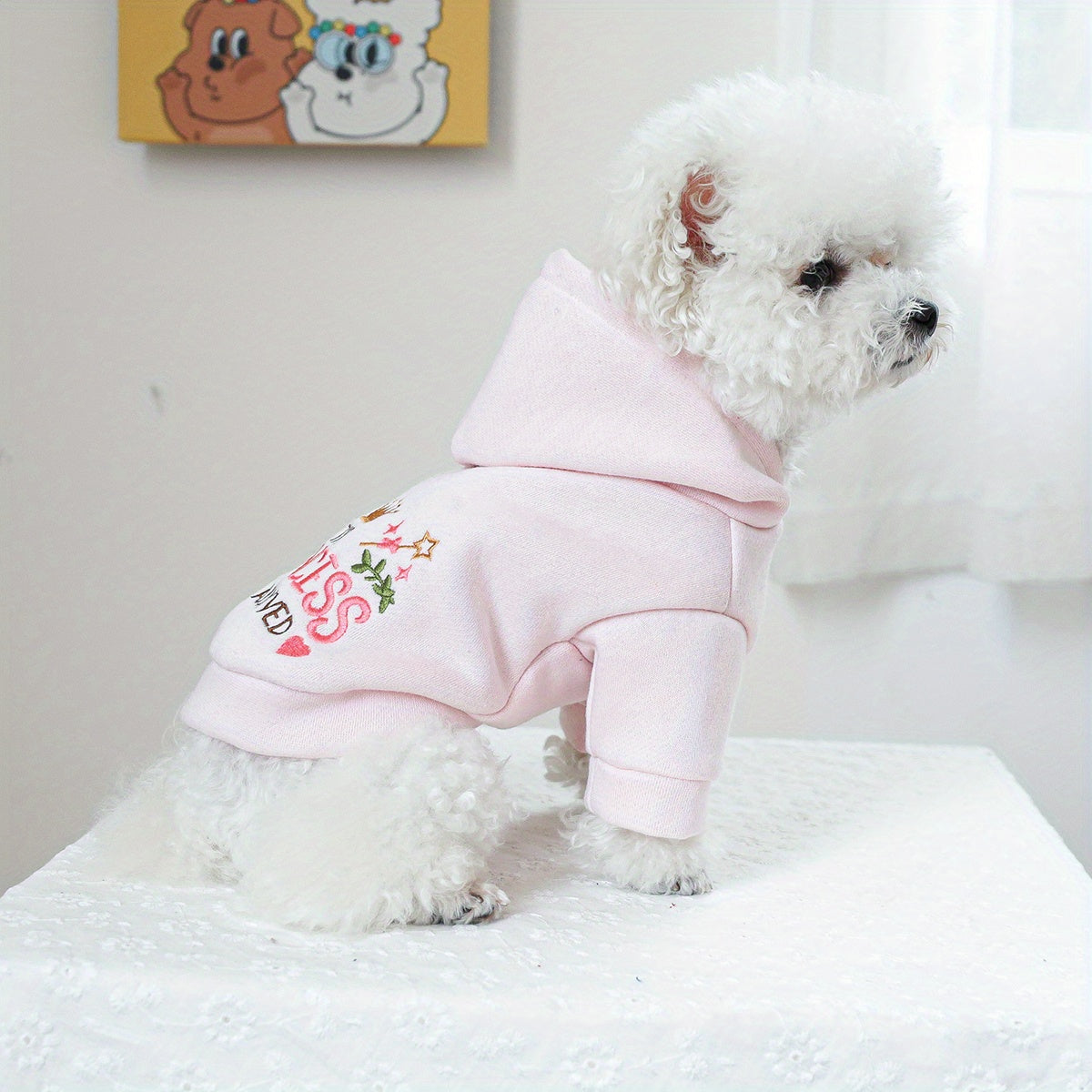 Princess-Themed Hoodie for Pets, 100% Polyester, All-Season Knit Fabric Dog Hooded Sweatshirt, Pullover Design, with Hand Wash Only, for Small Breeds, Ideal Christmas Gift