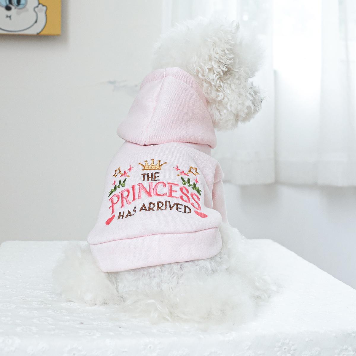Princess-Themed Hoodie for Pets, 100% Polyester, All-Season Knit Fabric Dog Hooded Sweatshirt, Pullover Design, with Hand Wash Only, for Small Breeds, Ideal Christmas Gift