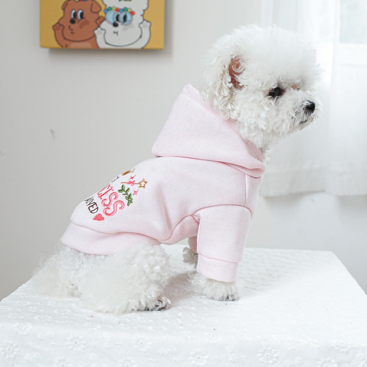 Princess-Themed Hoodie for Pets, 100% Polyester, All-Season Knit Fabric Dog Hooded Sweatshirt, Pullover Design, with Hand Wash Only, for Small Breeds, Ideal Christmas Gift