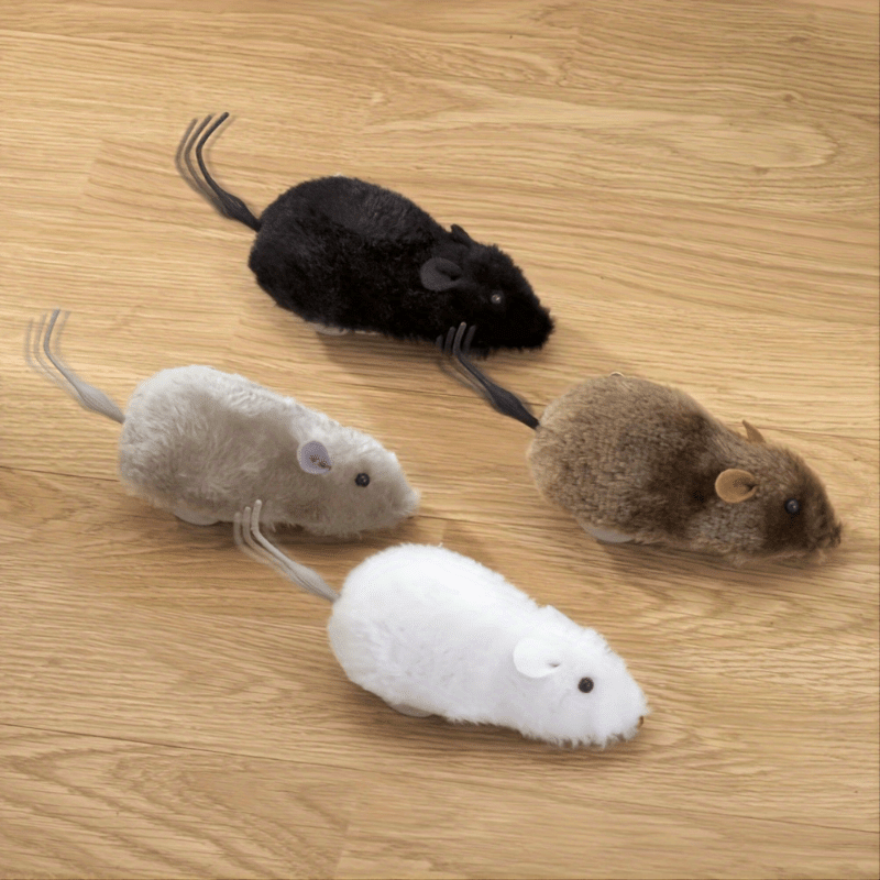 1pc Plush Wind-Up Mouse Toy for Small Dog and Cat Play - Clockwork Mechanism, No Batteries Needed, Interactive Pet Toy with Realistic Movement