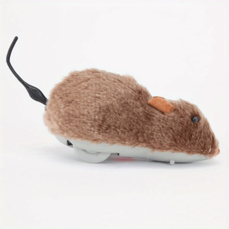 1pc Plush Wind-Up Mouse Toy for Small Dog and Cat Play - Clockwork Mechanism, No Batteries Needed, Interactive Pet Toy with Realistic Movement