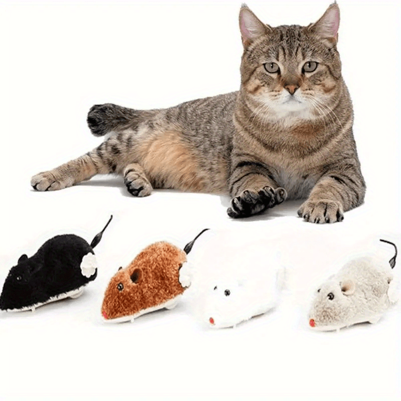 1pc Plush Wind-Up Mouse Toy for Small Dog and Cat Play - Clockwork Mechanism, No Batteries Needed, Interactive Pet Toy with Realistic Movement
