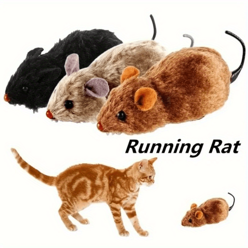 1pc Plush Wind-Up Mouse Toy for Small Dog and Cat Play - Clockwork Mechanism, No Batteries Needed, Interactive Pet Toy with Realistic Movement