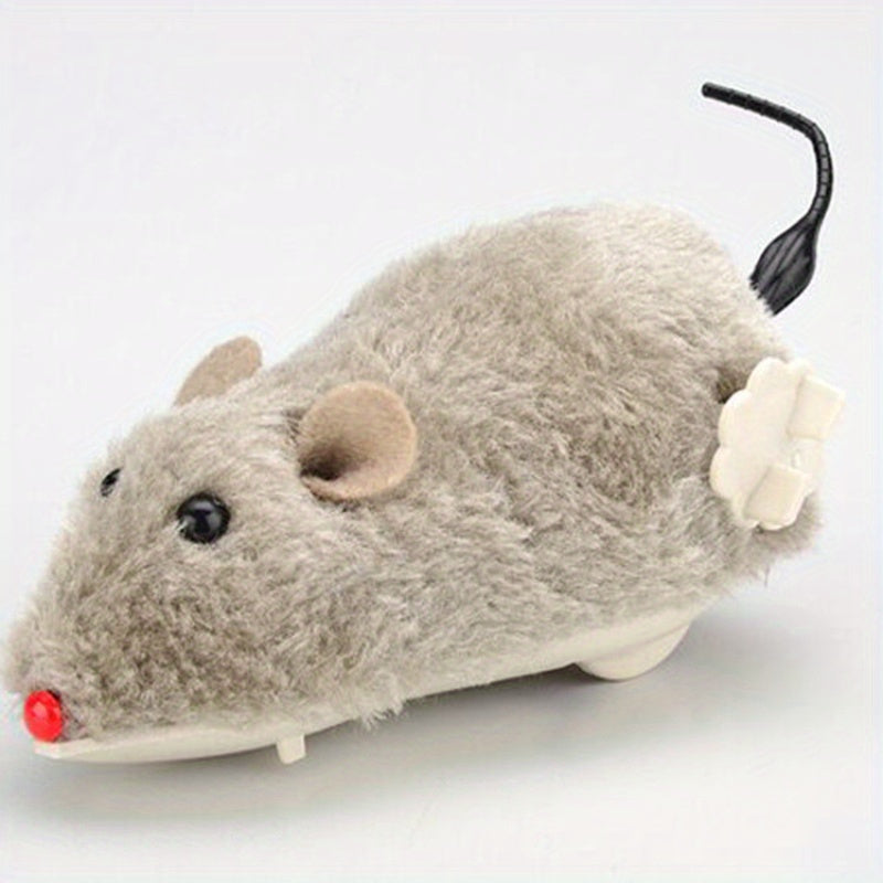 1pc Plush Wind-Up Mouse Toy for Small Dog and Cat Play - Clockwork Mechanism, No Batteries Needed, Interactive Pet Toy with Realistic Movement