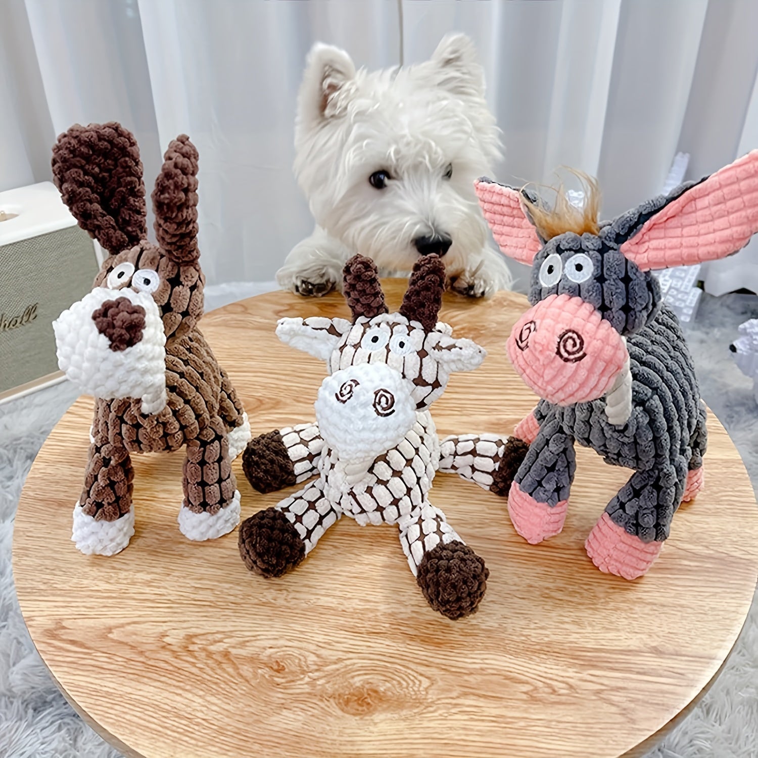 3pcs/1pc Dog Plush Toy-Cartoon Squeaky Pet Toy, Dog Chew Toy Puppy Toy, Perfect For Small & Medium Dogs, Stuffed Puppy Chew Toy For Indoor&Outdoor Play, Gift Toy For Pets