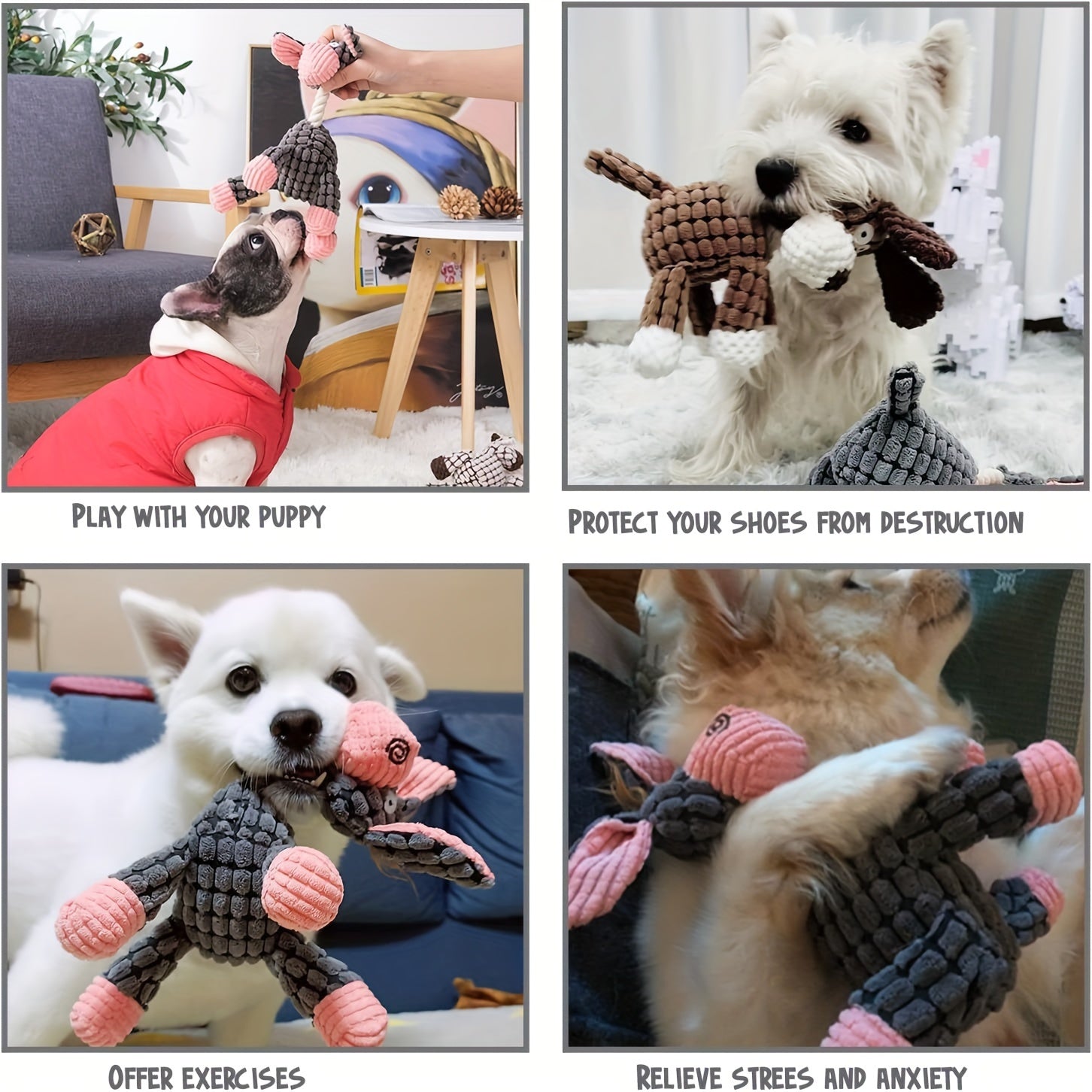 3pcs/1pc Dog Plush Toy-Cartoon Squeaky Pet Toy, Dog Chew Toy Puppy Toy, Perfect For Small & Medium Dogs, Stuffed Puppy Chew Toy For Indoor&Outdoor Play, Gift Toy For Pets