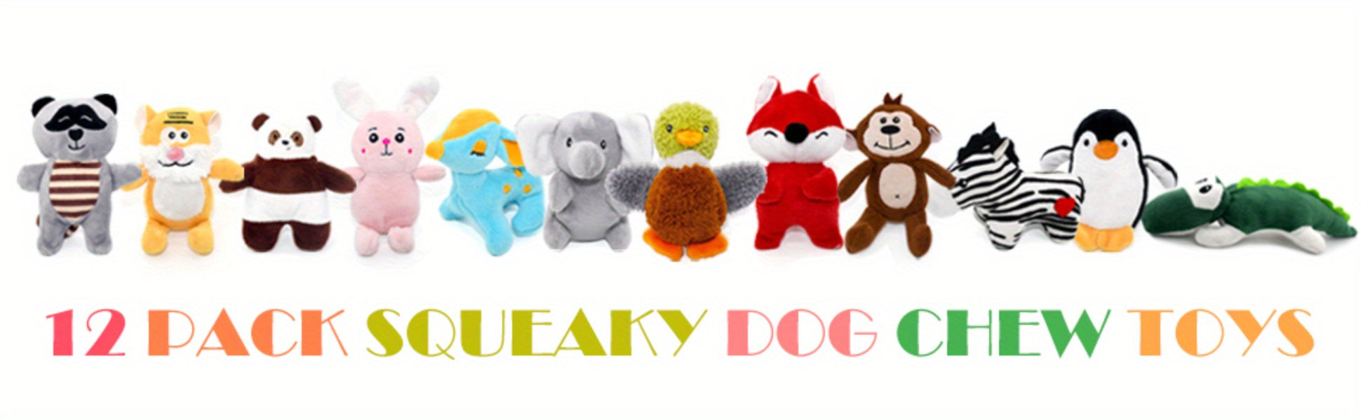 SHARLOVY Dog Squeaky Toys, Stuffed Animal Puppy Toys, Cute Chew Toys for Dog Teething Toys, Pet Toys for Small to Medium Dogs, Soft Dog Toys, Plush Dog Toy Pack 12in Gift Box