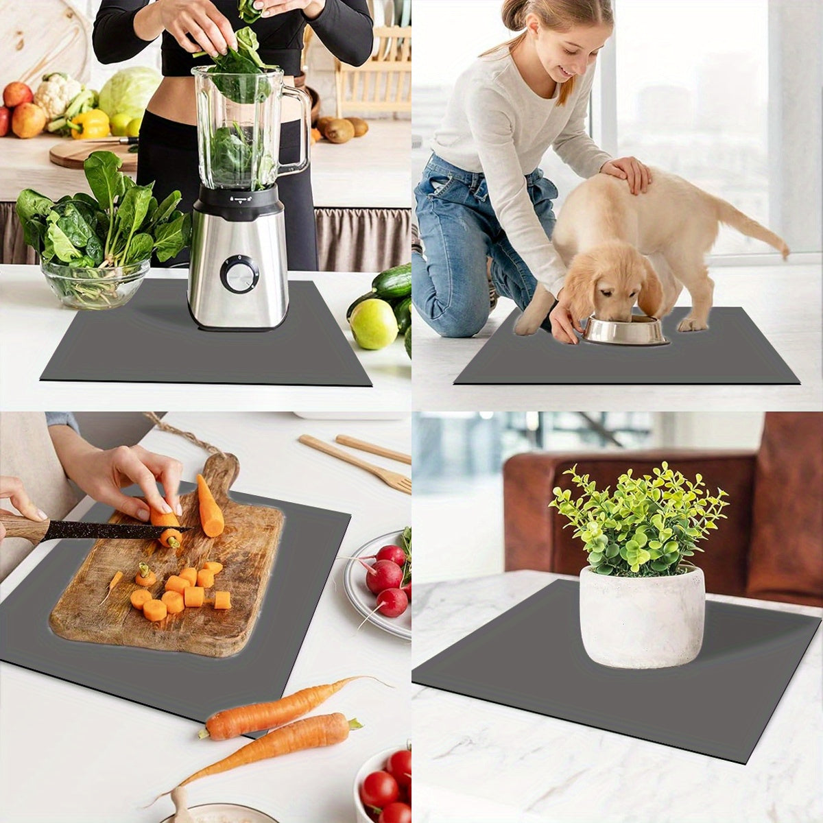 1pc Wooden Board Cat Footprint Pet Feeding Mat, Polyester Material Pet Feeding Floor Mat, Non-slip Quick-drying Absorbent Floor Mat, Cat Dog Food and Water Bowl Mat, Dog Water Dispenser Mat, Cat Dog Accessories Pet Supplies,