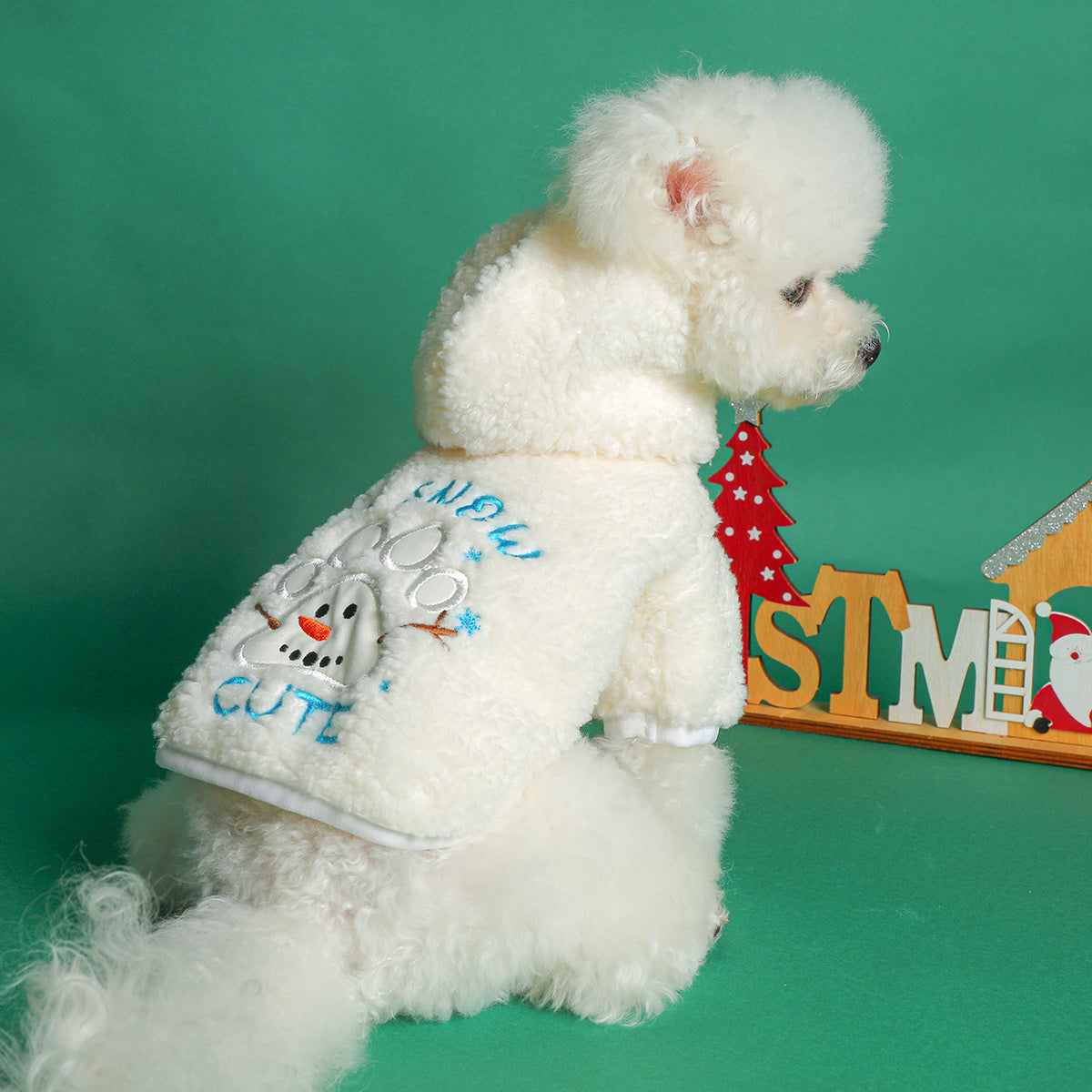Snowman Paw Print Dog Vest - All-Season Knit Polyester Coat with Press Button Closure for Small Breeds - Festive Christmas Pet Apparel for Chihuahua, Pomeranian, Teddy Dogs