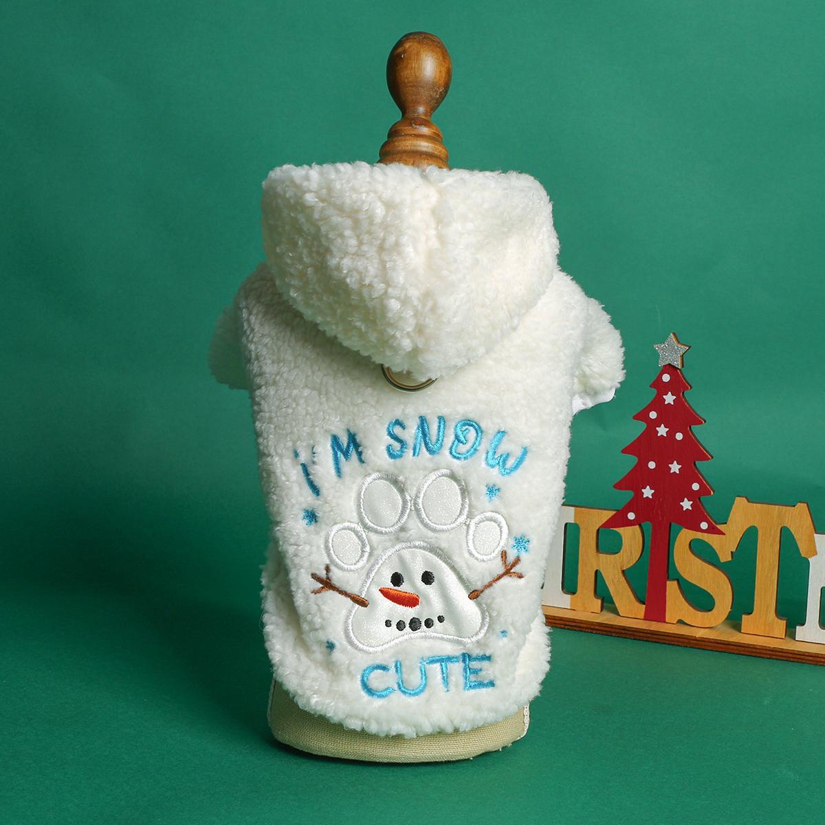 Snowman Paw Print Dog Vest - All-Season Knit Polyester Coat with Press Button Closure for Small Breeds - Festive Christmas Pet Apparel for Chihuahua, Pomeranian, Teddy Dogs