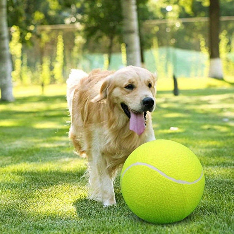 1pc Interactive Giant 9.5" Dog Tennis Ball -Durable, Bouncy, Training Aid For Small To Medium Breeds, Pet Toys Funny Outdoor Sports Ball, Encouraging Active Playtime And Exercise, Perfect For Pet Owners Shipped Deflated