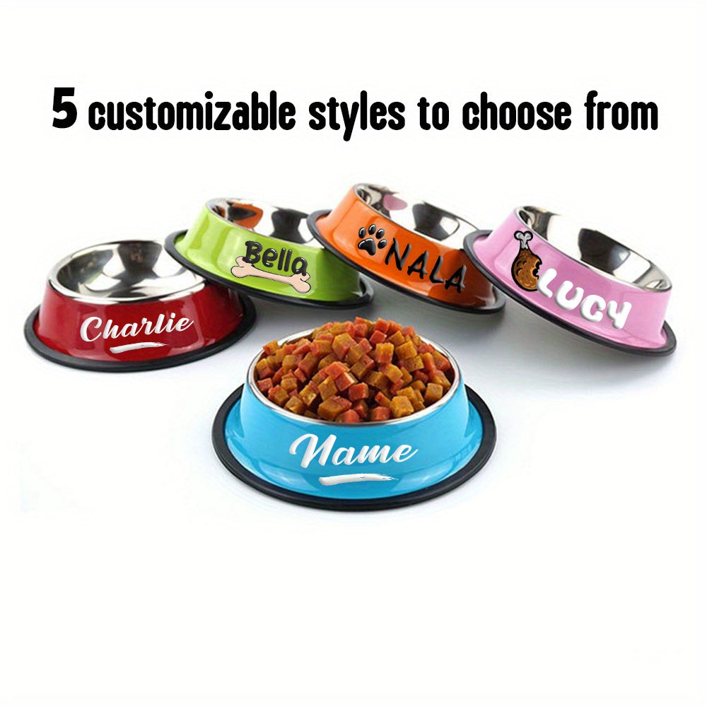 Personalized Anti Slip Stainless Steel Pet Bowl with Custom Name - Perfect for Cats And Dogs, Perfect for Food And Water Supply