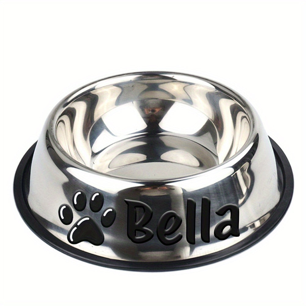 Personalized Anti Slip Stainless Steel Pet Bowl with Custom Name - Perfect for Cats And Dogs, Perfect for Food And Water Supply