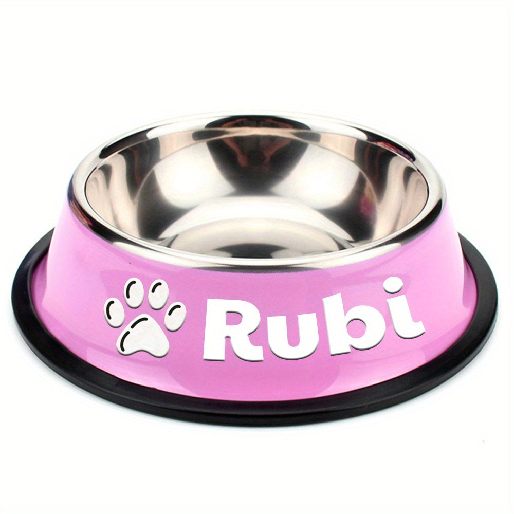 Personalized Anti Slip Stainless Steel Pet Bowl with Custom Name - Perfect for Cats And Dogs, Perfect for Food And Water Supply