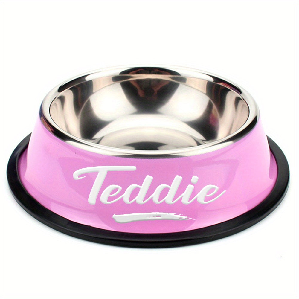 Personalized Anti Slip Stainless Steel Pet Bowl with Custom Name - Perfect for Cats And Dogs, Perfect for Food And Water Supply