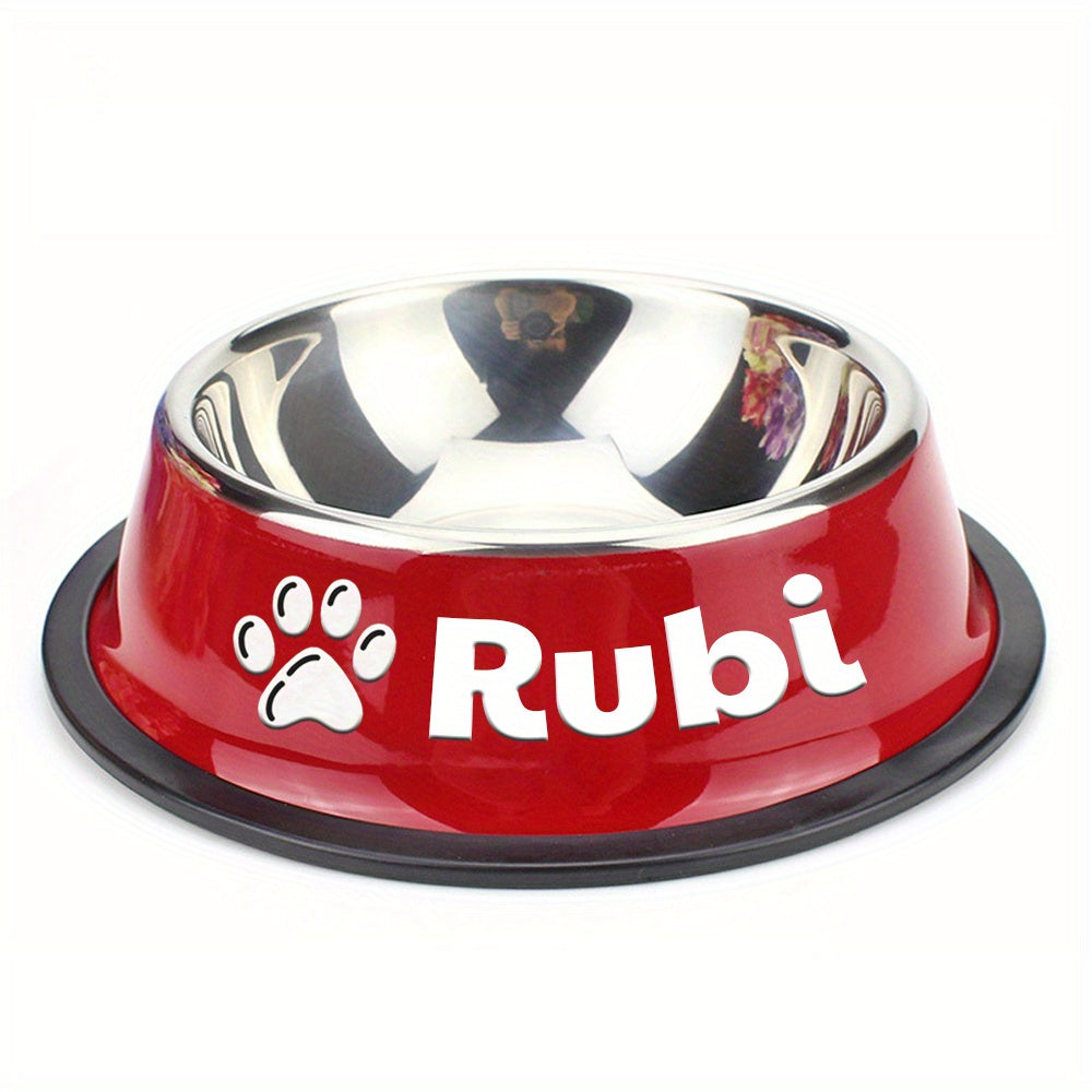 Personalized Anti Slip Stainless Steel Pet Bowl with Custom Name - Perfect for Cats And Dogs, Perfect for Food And Water Supply