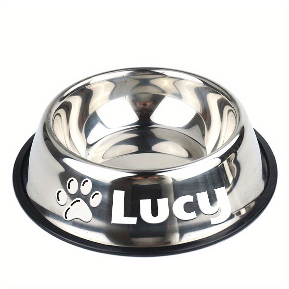 Personalized Anti Slip Stainless Steel Pet Bowl with Custom Name - Perfect for Cats And Dogs, Perfect for Food And Water Supply